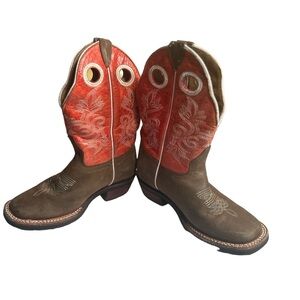 |Red Wagon| Red Western Boots Size 1 Little Boy